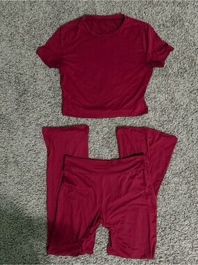 SHEIN Maroon Two-Piece Lounge Set